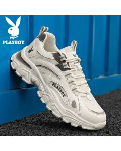 PLAYBOY Men's Shoes 2025 Autumn Casual Sneakers, Men's Sports Shoes, Versatile Running Shoes, Dad Shoes, Beige, Size 41