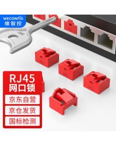 WizCon Network Port Lock, Network Port Blocker, Dust Plug for Network Port, Removable Cable Port Stopper, Embedded/Red (100 Pieces + 2 Tools)