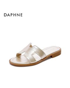 Daphne Women's Flip Flops Summer New One-Strap Flat Sandals Beach Slippers 4025303404 Champagne 37