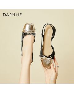 Daphne Women's Sandals Summer Chunky Heel Soft Sole Comfortable Commute Closed-Toe Shoes 4023303282 Black Gold 38