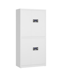 XinJing Electronic Safe Security Cabinet Document File Cabinet Equipment Cabinet Reinforced Steel Confidential File Cabinet Office Metal Cabinet White Double-Section with Drawer Electronic Password Lock
