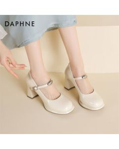 Daphne Mary Jane Women's Shoes Platform Elevation Spring New Collection Chunky Heel High Heel Leather Shoes 4025101278 Beige 38