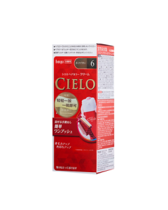 Cielo Hair Color Cream 80g (Dark Chestnut Brown 6) Imported Hair Dye with Plant-Based Formula for Quick Gray Coverage, Includes Free 8g Shampoo