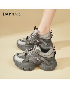 DAPHNE Platform Sneakers for Women - Summer Mesh Breathable Fashion Chunky Dad Shoes Casual Sports Shoes in Gray, Size 40
