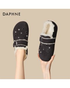 Daphne Maillard Lined Birkenstock Shoes with Inner Height Increase Plush Ballet Flats 4024608095 Grey 36