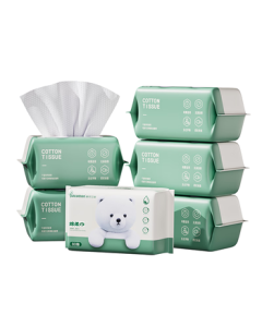 Fulcotton Baby Cotton Soft Wipes [80 Sheets * 6 Packs] Facial Cleansing Towels Disposable Face Wipes Pearl Pattern Thickened