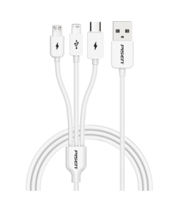 PISEN 3-in-1 Data Cable for Apple Type-C Android Phones Car Charger Cable with Multiple Heads Compatible with iPhone 17/16/15/14 Xiaomi Huawei AirPods Pro 3