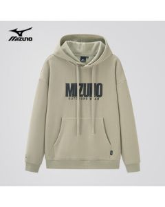 Mizuno (MIZUNO) Men's Outdoor Hoodie, Fleece-Lined Long-Sleeve T-Shirt Top for Autumn/Winter, Versatile and Warm Base Layer, Pea Green, 4XL