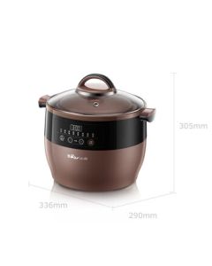 Little Bear Soup Pot Purple Clay Pot Household Stewing Pot Double-Boiler Electric Clay Pot for Congee, Bird's Nest, and Steaming DDZ-B45Z1 with One Pot and Five Inserts (4.5L)