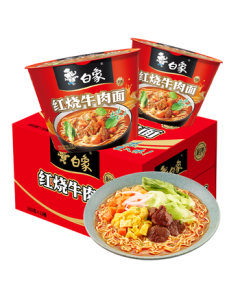 Baixiang Instant Noodles Classic Braised Beef Flavor 103g*12 Cups Whole Box Pack