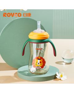 Rikang Straw Sippy Bottle 9M+ Wide-Neck PPSU Bottle with Gravity Ball and Handle 300ml N1062 Yellow
