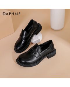 Daphne British Loafer Women's Shoes Spring Summer 2022 Women's Flats Slimming Single Shoes Black 40