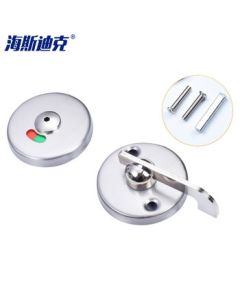 Haisdick GNJZ-7099 Public Restroom Partition Accessories Stainless Steel Flat Overlapping Door Lock Round Vacant/Occupied Indicator Toilet Lock Type C 201 Stainless Steel Flat Door Lock