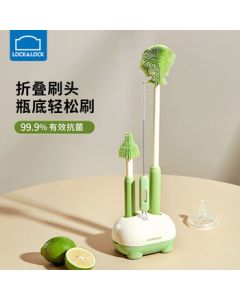 Lock&Lock Silicone 3-in-1 Baby Bottle Cleaning Set - Nipple Brush, Straw Cleaner, and Cup Brush