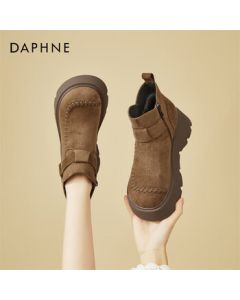 DAPHNE Chelsea Boots for Women - Chunky Retro Casual Fashion Soft-Soled Slimming Birkenstock Lined Ankle Boots - Camel - Size 38