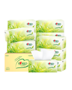 Hearttex Facial Tissues/Boxed Tissues, Tea Scent Classic, 2-Ply 200 Sheets * 12 Boxes, Light Tea Fragrance, Thickened Tissues, Full Case H200