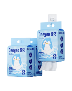 Deyou Hanging Facial Towels 160 Sheets * 3 Rolls, Extra Large & Thick Disposable Dual-Purpose Dry/Wet Wipes, Soft Cotton Face Cleansing Towels