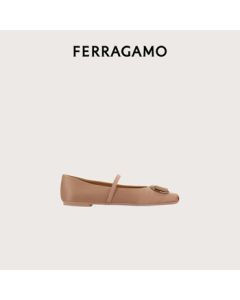 Ferragamo Women's Light Pink New Version Vara Ballet Flats 0775093_1C _ 70 Gift for Girlfriend