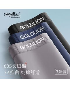 Goldlion Men's Underwear 7A Grade Antibacterial Cotton Boxer Briefs for Men, Moisture-Wicking and Breathable Boxer Shorts for Autumn and Winter