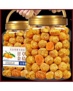 Qiao Mei Wei Licorice Kumquat Preserves 500g/Jar - Extra Large Guangxi Kumquat Candy for Throat Relief, Sweet Snack, Dried Fruit Delicacy