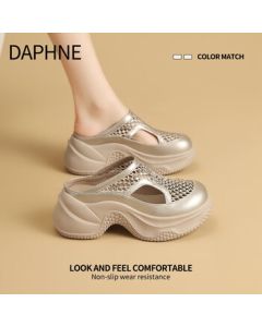 DAPHNE Women's Thick-Sole Open-Toe Sandals 2025 Summer New Design Platform Slip-On Mule Sandals with Height Increase