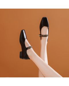 Daphne Chunky Heel Mary Jane Shoes 2024 French Retro Women's Flats Soft Sole Elegant Loafers - Brown, Size 39