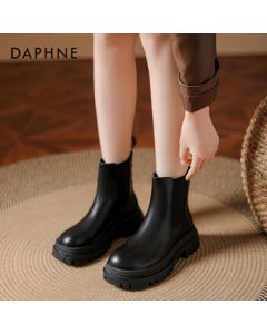 Daphne Autumn/Winter Women's Boots Versatile Platform Chelsea Boots Short Boots Black 37