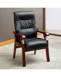 Baiyeqing Conference Chair Solid Wood Office Chair Leather Executive Chair Manager Chair Computer Chair with Upgraded Open Armrests