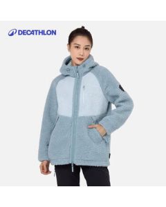 Decathlon Women's Fleece Jacket with Hood, Thickened Sherpa-Lined Warm Coat for Autumn and Winter, 4684876