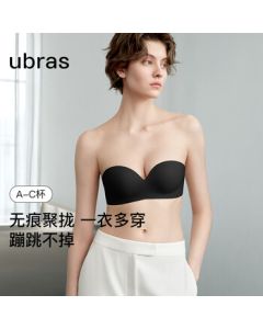 ubras Convertible Strapless Push-Up Bra for Small Busts with Removable Straps - Black B75