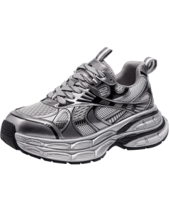 CAMEL Men's Dad Shoes - Silver Moon Comfortable Thick-Soled Height-Increasing Casual Shoes L24A283742AM Grey/Gun/Black Size 41