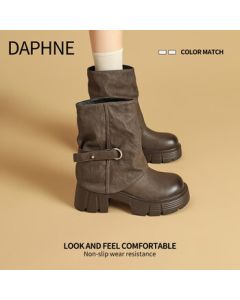 DAPHNE Women's Platform Martin Boots 2025 New Autumn Short Boots - Comfortable and Versatile Riding Boots in Maroon