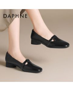 Daphne Low Heel Women's Flats New Spring/Autumn Grandma Shoes Mary Janes Women's Shoes Little Leather Shoes 4024404365 Black 37