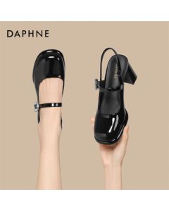 Daphne Single Shoe with Chunky Heel and Strap Fashion Sandals for Women, Spring New High Heels 4025101172, Black, Size 35