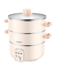 SUPOR Electric Steamer Double Layer Multi-function Cooking Pan with Non-stick Inner Pot ZN26YK18 Grapefruit Pink