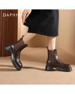 Daphne Women's Chelsea Boots British Style Slim Ankle Boots Casual Boots 4024605025 Brown Size 40