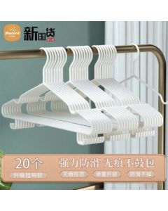Meebordi Clothes Hangers, Non-Slip No-Mark Extra Thick and Wide Large Adult Coat Hangers with Hooks, 20-Pack, White