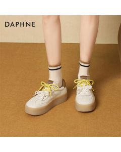 Daphne Women's White Sneakers Spring New Fashion Versatile Sports Shoes Platform Sneakers 4025101092 Beige 36