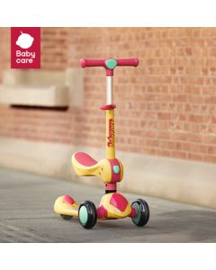 babycare Kids Scooter for Ages 1-3-6, Ride-On or Sit-On Scooter for Boys and Girls, Smooth Gliding Scooter in Rock Yellow