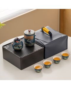 Gold-Inlaid Jade Chinese Style Wilderness Travel Tea Set