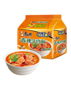 Kangshifu Instant Noodles Classic Spicy Beef Flavor 5-Pack 104g*5 Quick Meal Convenient Food