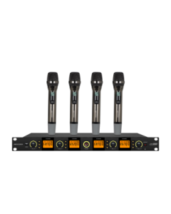 HIKVISION Handheld One-to-Four Wireless Microphone UHF Mic with 100m Uninterrupted Transmission, Anti-Feedback, Professional for Stage Singing, Home Meetings, Speeches, Training, Broadcasting, Weddings, and KTV