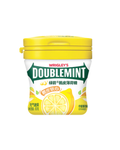 Wrigley's Doublemint Peppermint Candy with Crispy Shell and Soft Center, Lemon Mint Flavor, 80g/Bottle, Fresh Breath Candy, Snack, Sweets