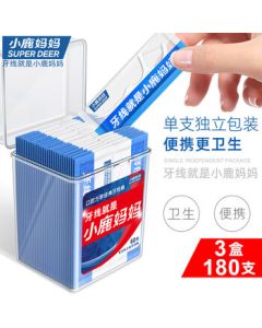 Deer Mommy Single-Pack Dental Floss Picks 3 Boxes 180 Count Ultra-Thin Toothpicks for Adults and Kids