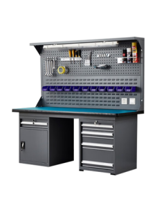 TanYi Heavy-Duty Bench Workbench 1.5M Floor Stand Four Drawers One Drawer One Door Composite Tabletop with Dual Hanging Panels