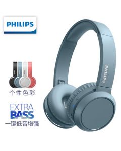 PHILIPS H4205 Blue Wireless Bluetooth Headphones Over-Ear Headset with Microphone for Computer, Office, Education, Online Learning, and Listening