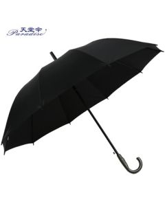 Paradise Umbrella Straight Handle Long Handle Umbrella with Enlarged Canopy and Hook Semi-Automatic Umbrella Black 193E