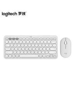 Logitech PEBBLE 2 COMBO Wireless Keyboard and Mouse Set, Portable Business Office Keyboard, Dual-Mode Connectivity, Customizable Keys, Moonlight White