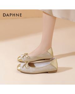 Daphne Elegant and Gentle Flat Spring Korean-style Bow Knot Mary Jane Shoes for Women - Almond, Size 40