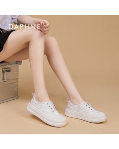 DAPHNE Daphne Women's Thick-Soled Canvas Sneakers Breathable Student Shoes Beige Size 38